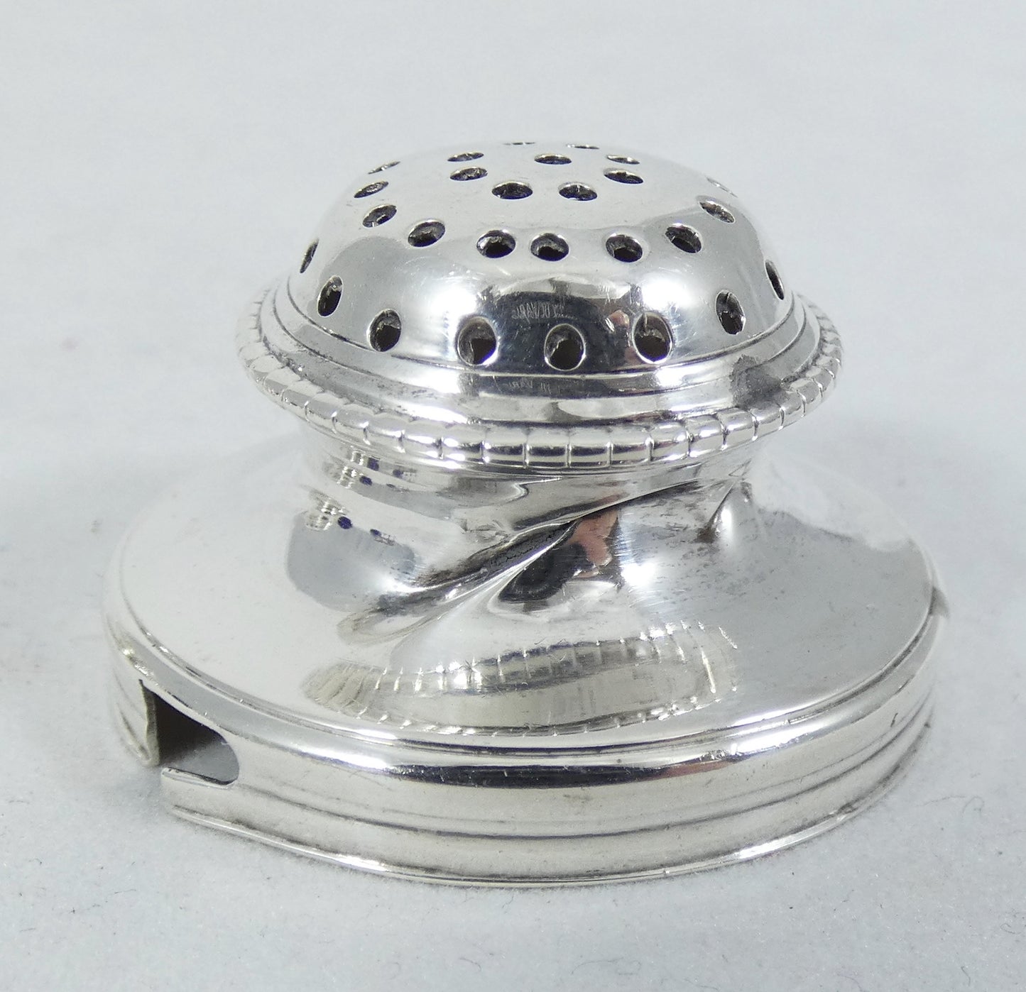 Antique Edwardian 1907 Sterling Silver Blue Glass 5pc Cruet Set Mustard Salt Pot