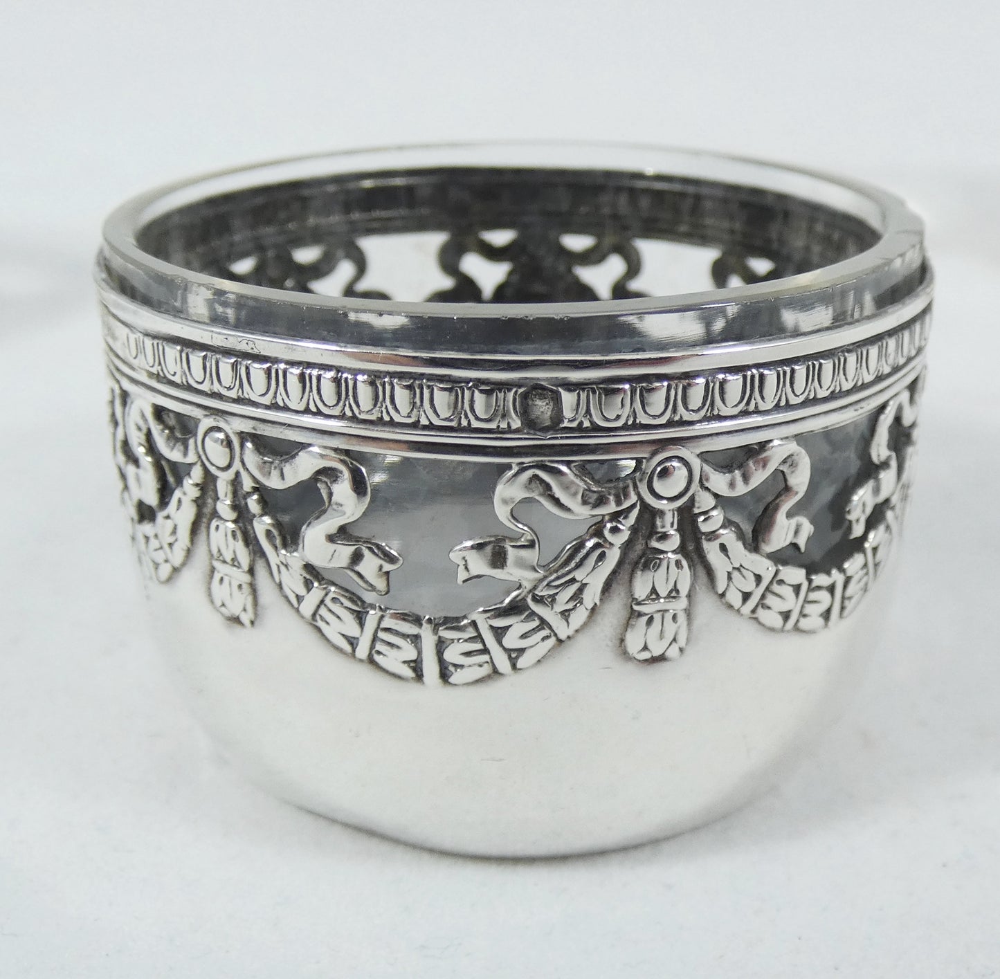Antique 1900 French 950 Sterling Silver 3pc Cruet Set Salt Cellar Mustard Pot
