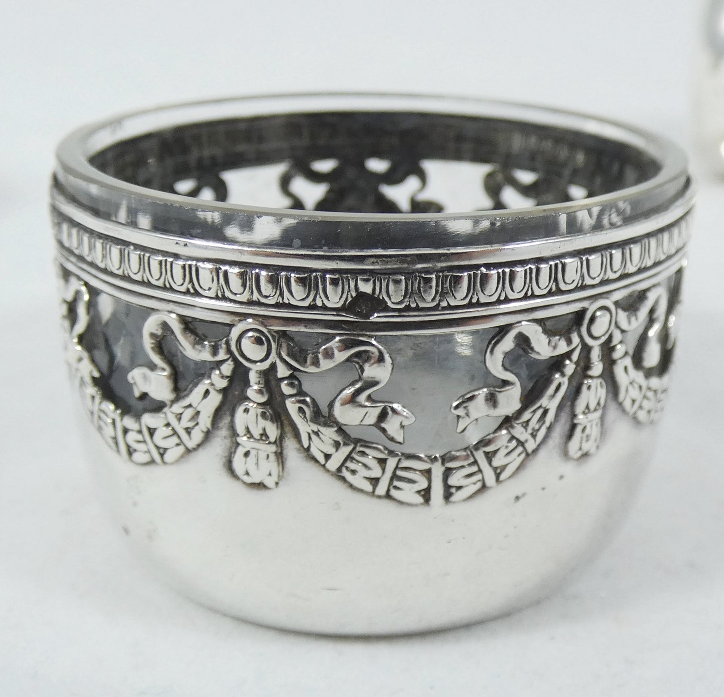 Antique 1900 French 950 Sterling Silver 3pc Cruet Set Salt Cellar Mustard Pot