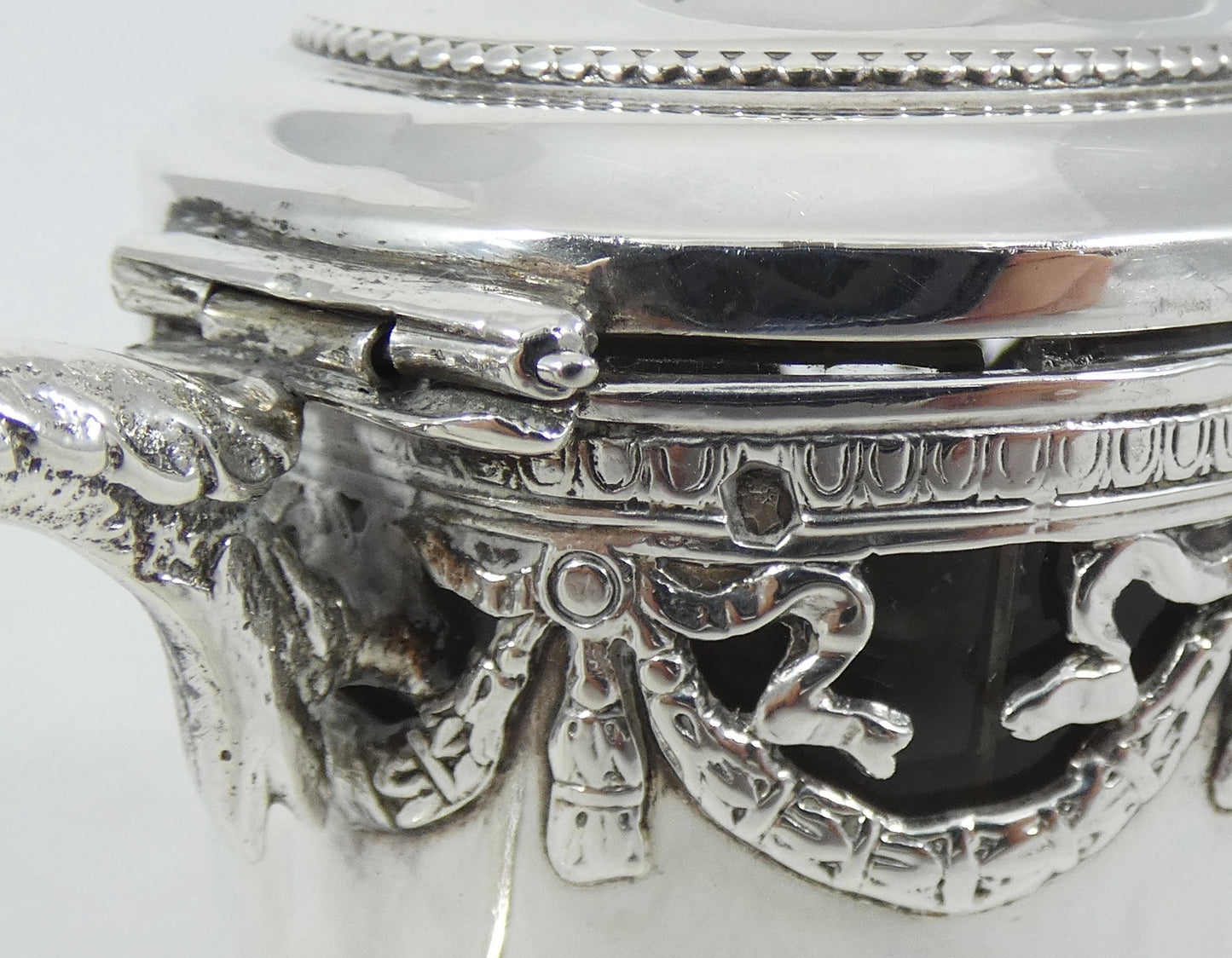 Antique 1900 French 950 Sterling Silver 3pc Cruet Set Salt Cellar Mustard Pot