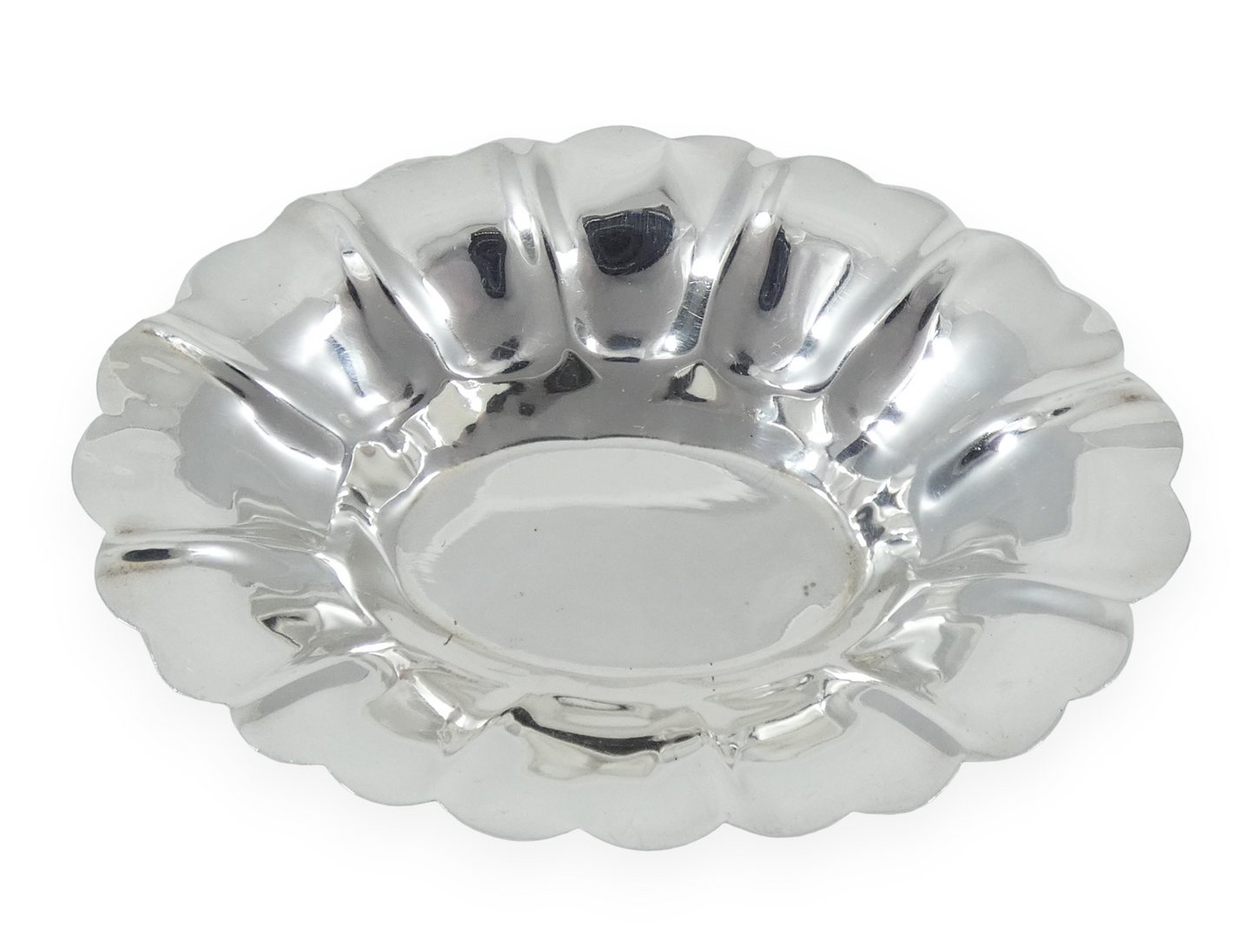 Antique Vintage 1950 Canada Sterling Silver Small Bowl Dish Plate Frilly Lipman
