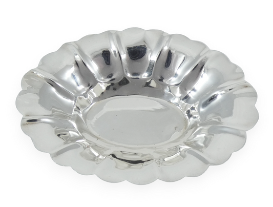 Antique Vintage 1950 Canada Sterling Silver Small Bowl Dish Plate Frilly Lipman