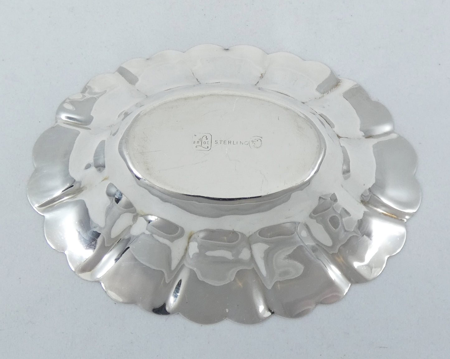 Antique Vintage 1950 Canada Sterling Silver Small Bowl Dish Plate Frilly Lipman