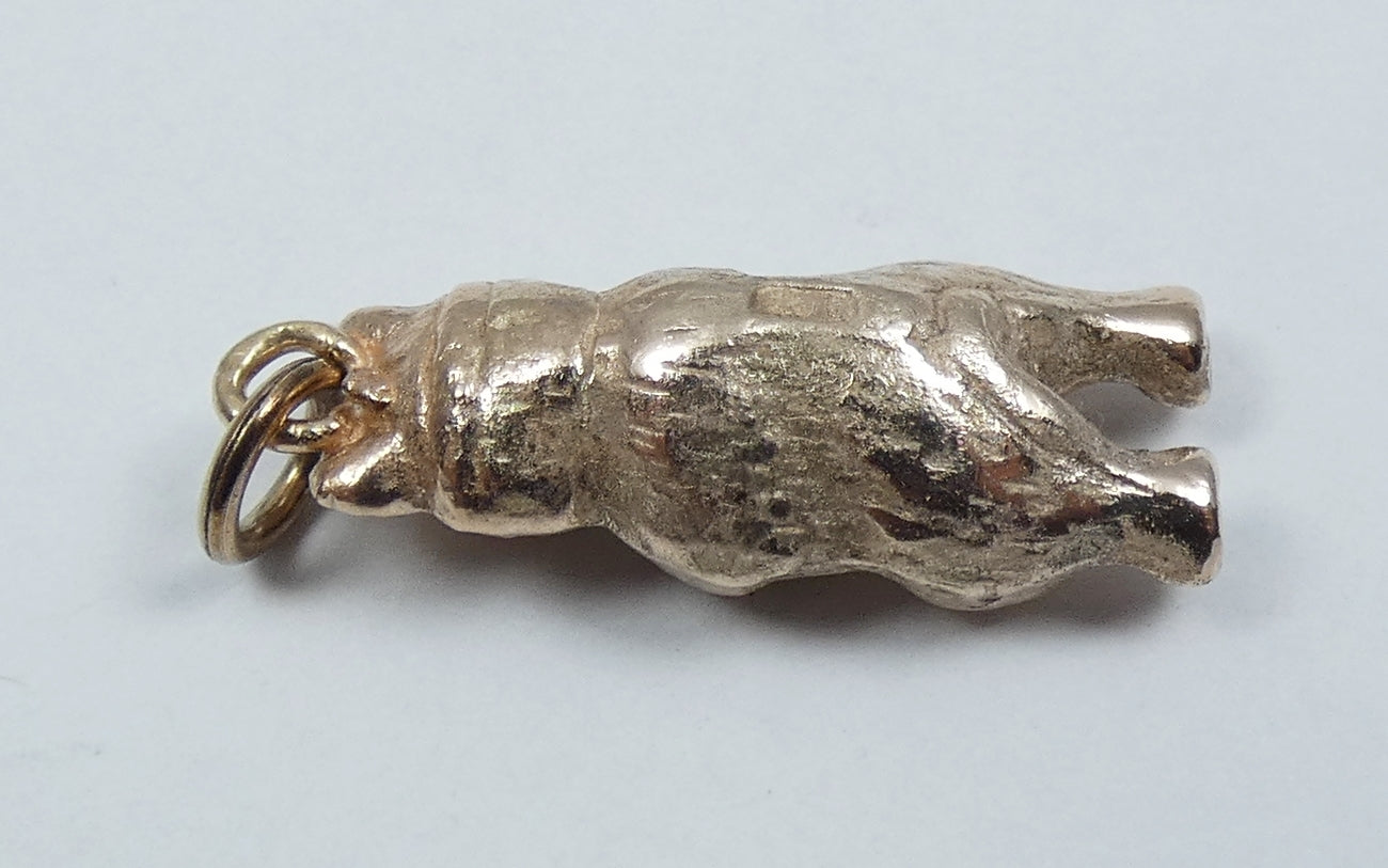 Antique Vintage Heavy 9ct Yellow Gold 20mm Bear Bracelet Charm Necklace Pendant