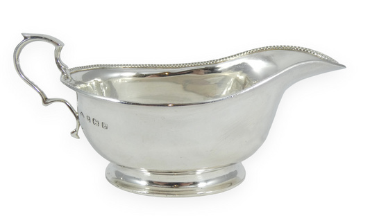Antique Art Deco 1924 Sterling Silver Gravy Boat Sauce Jug Creamer Adie Brothers