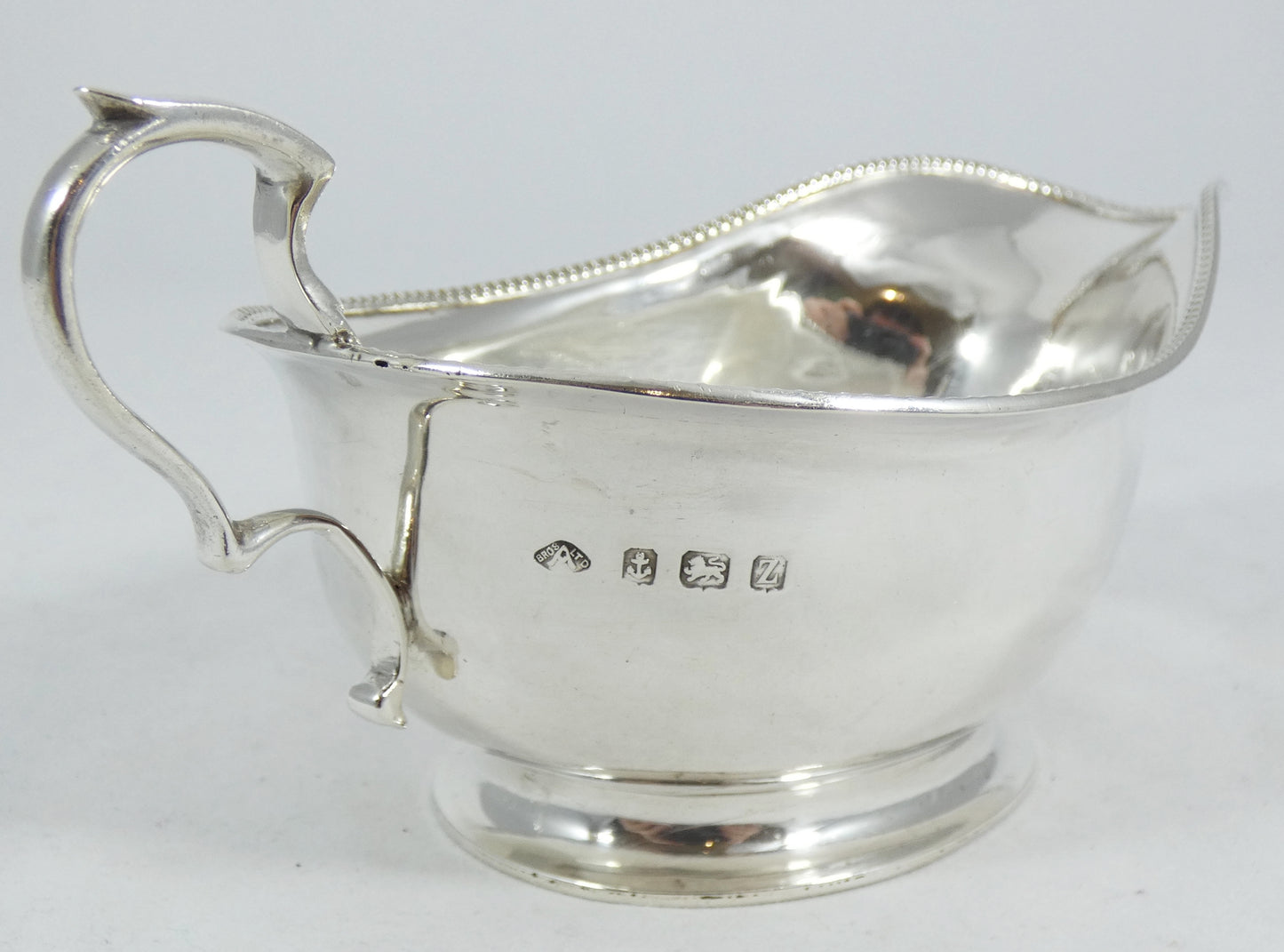Antique Art Deco 1924 Sterling Silver Gravy Boat Sauce Jug Creamer Adie Brothers