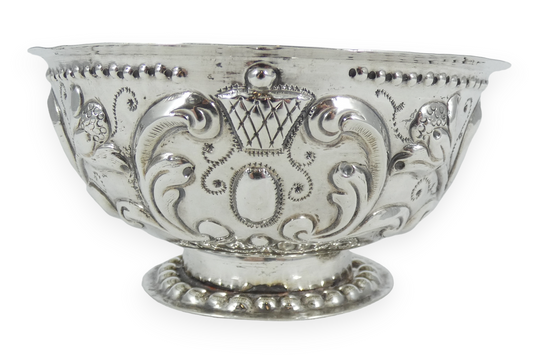 Antique Dutch 1700's Solid Silver Roomkom Sugar Cream Brandy Footed Serving Bowl
