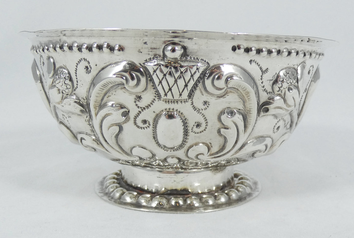 Antique Dutch 1700's Solid Silver Roomkom Sugar Cream Brandy Footed Serving Bowl