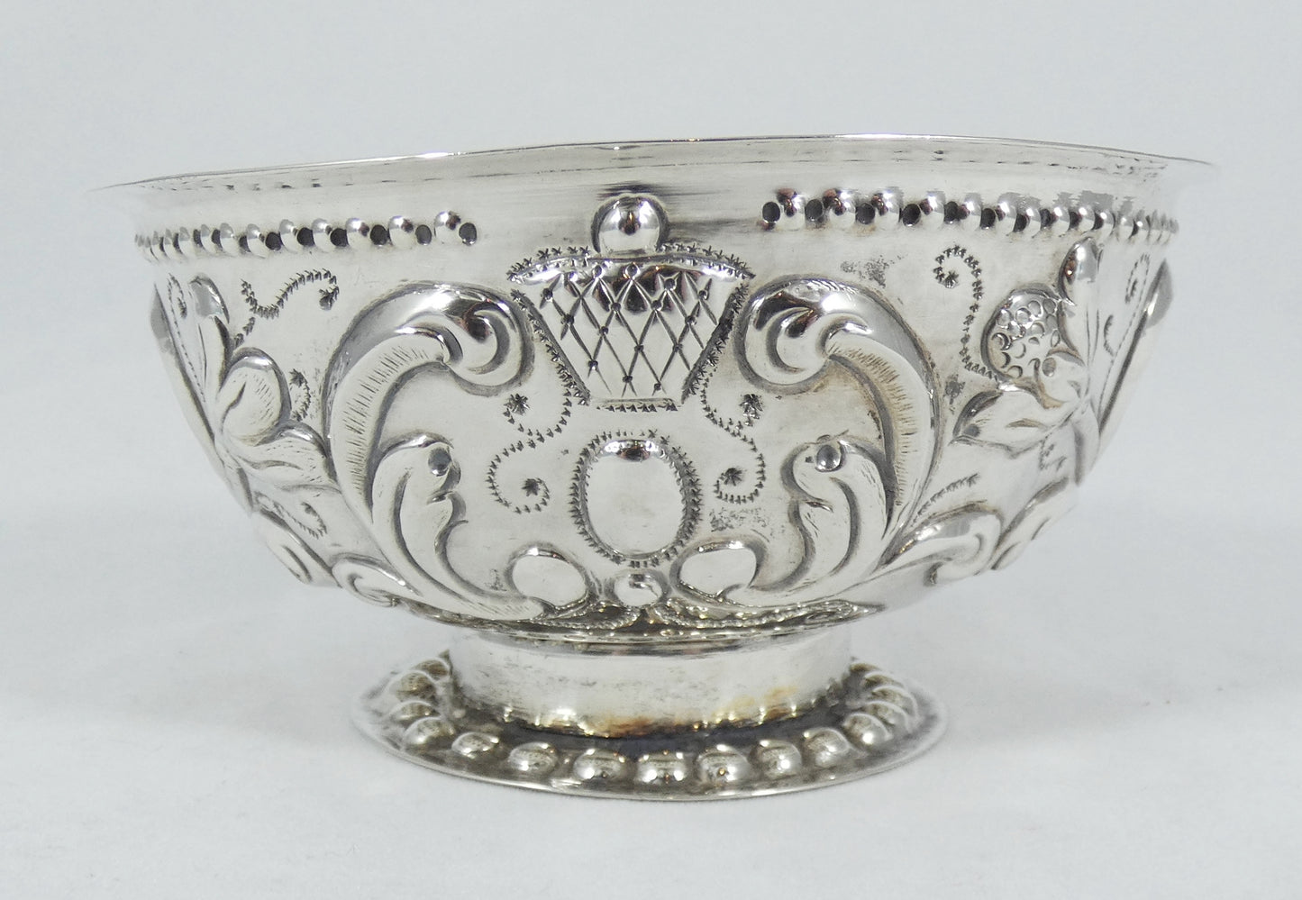 Antique Dutch 1700's Solid Silver Roomkom Sugar Cream Brandy Footed Serving Bowl