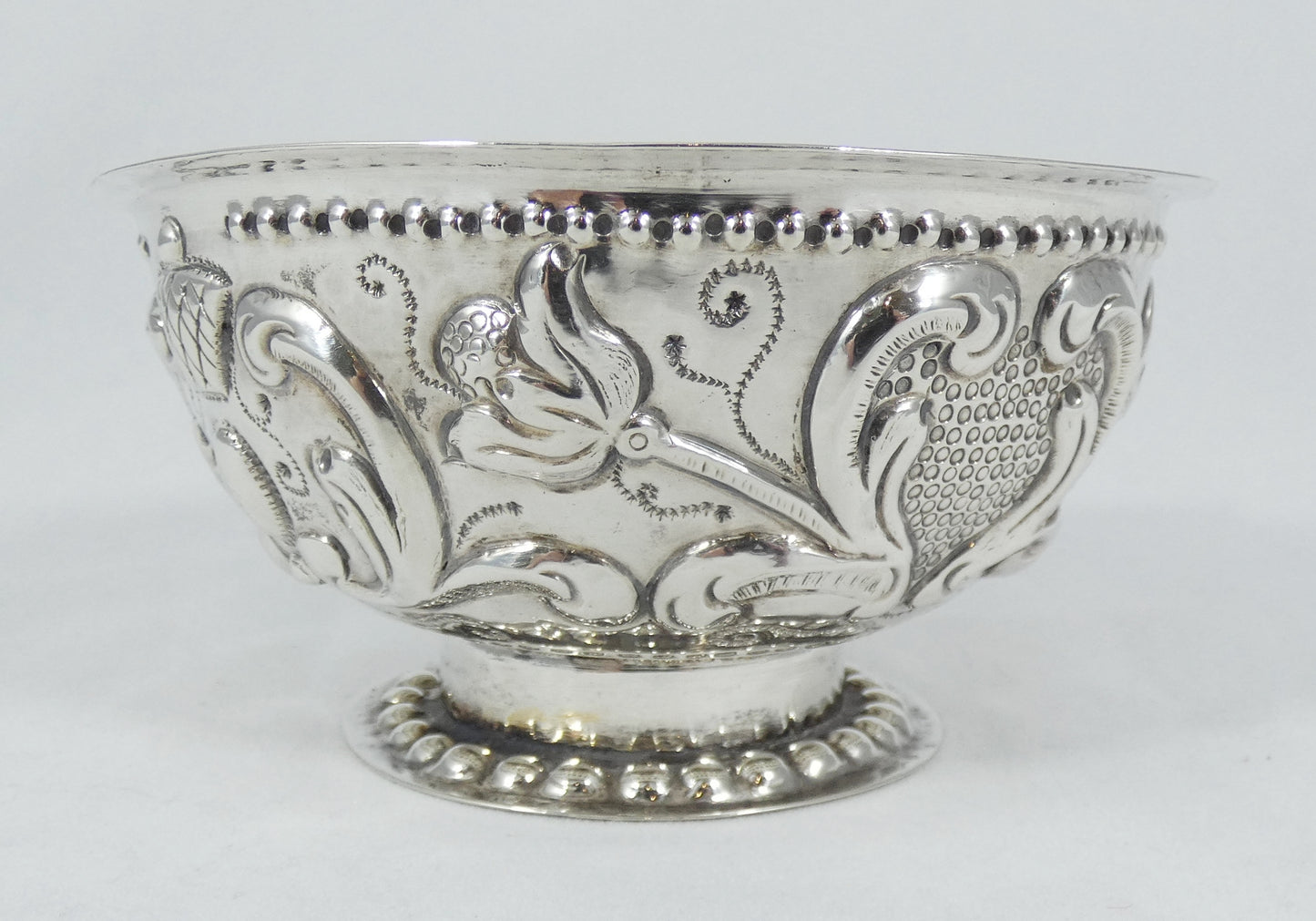 Antique Dutch 1700's Solid Silver Roomkom Sugar Cream Brandy Footed Serving Bowl