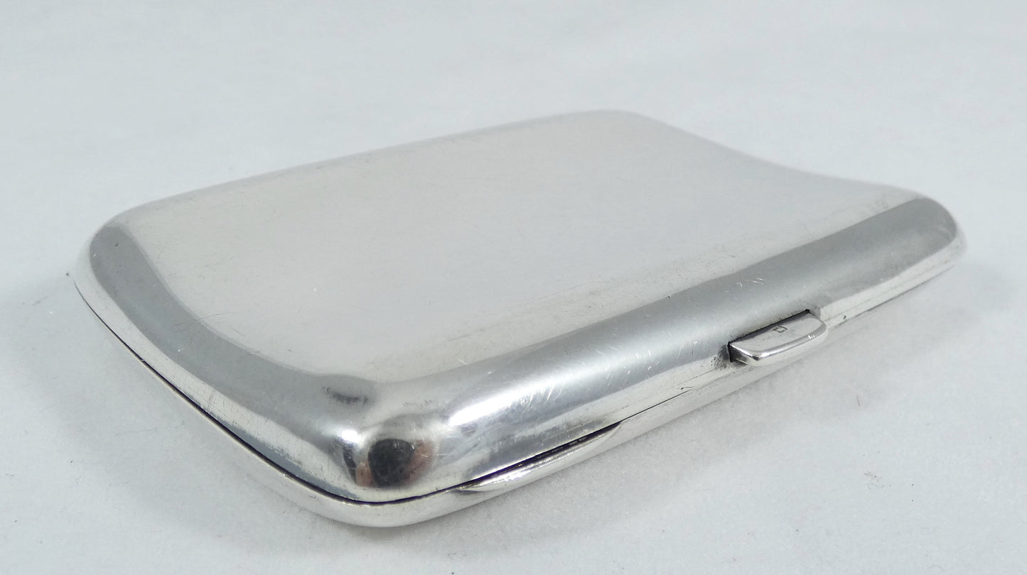 Antique Edwardian 1900 Sterling Silver Acid Etched Cigarette Card Case Soldier