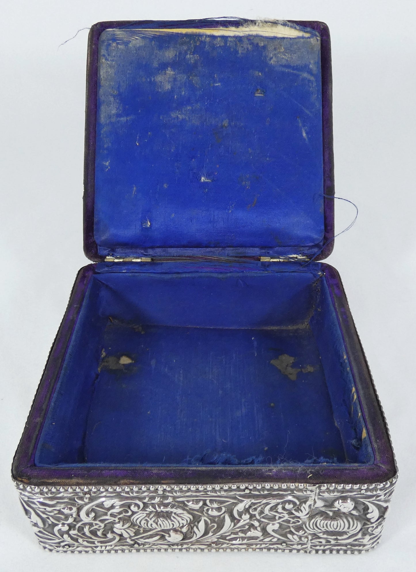 Antique Edwardian Art Nouveau 1903 Sterling Silver Jewellery Casket Sewing Box