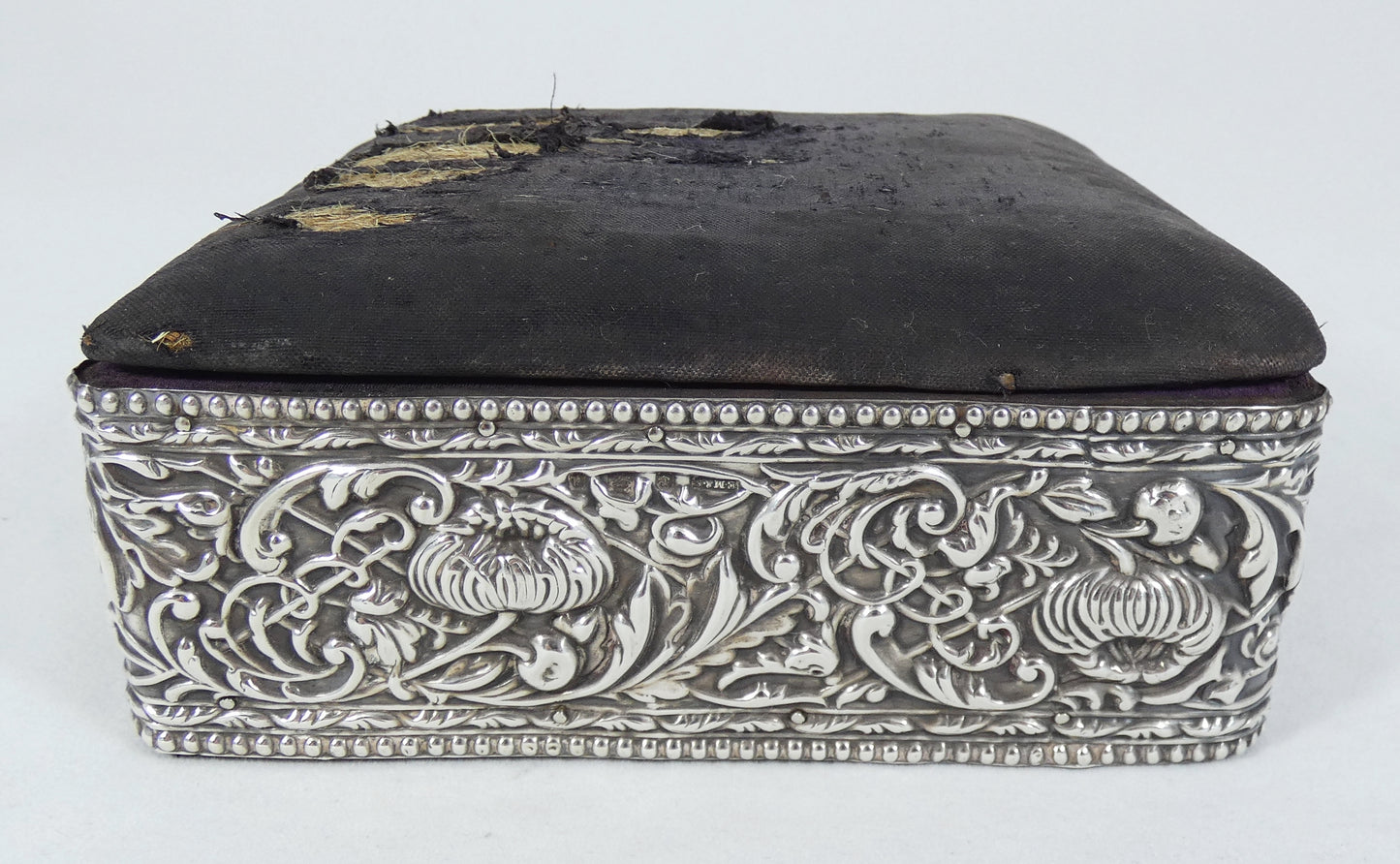 Antique Edwardian Art Nouveau 1903 Sterling Silver Jewellery Casket Sewing Box