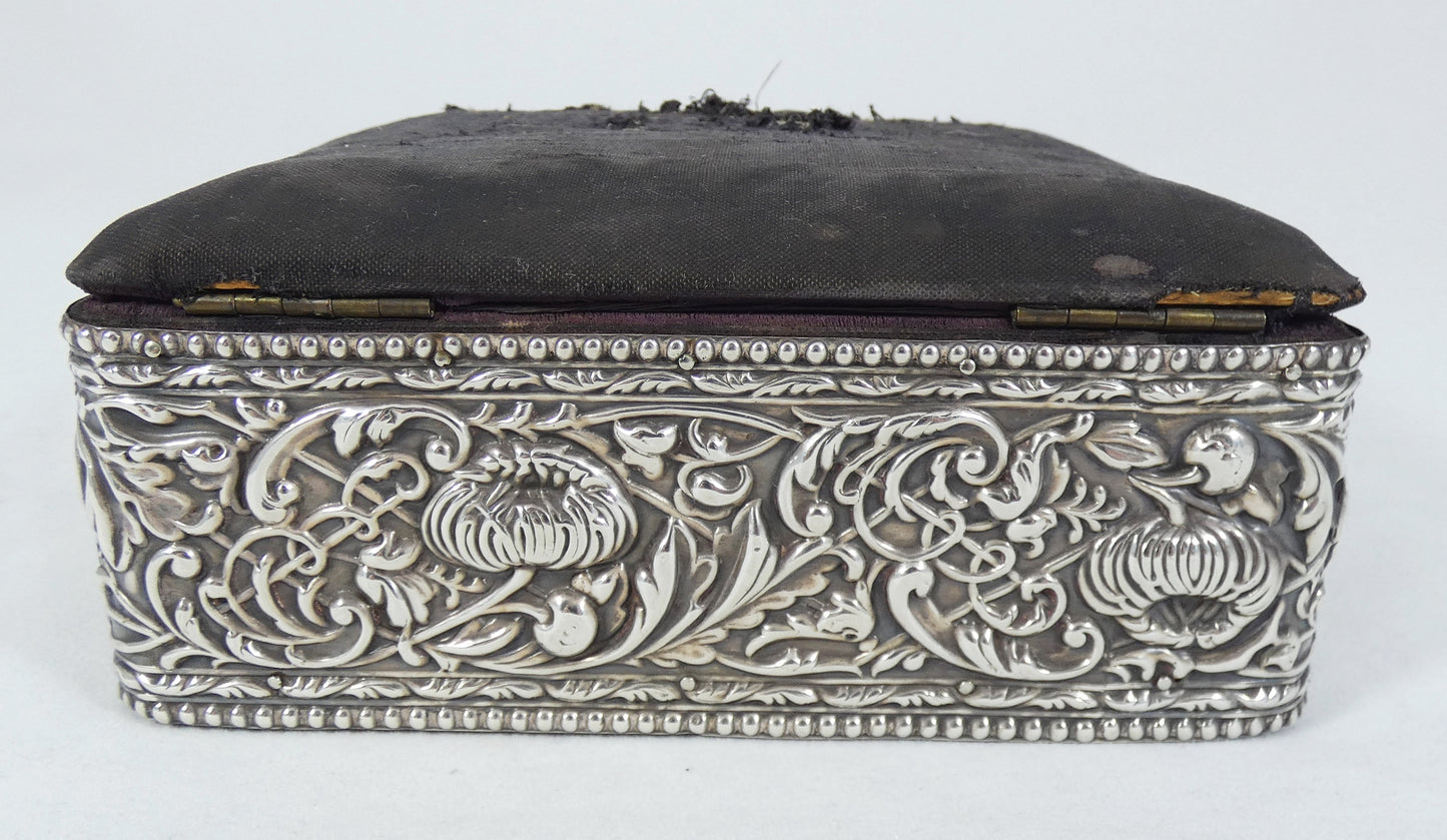 Antique Edwardian Art Nouveau 1903 Sterling Silver Jewellery Casket Sewing Box