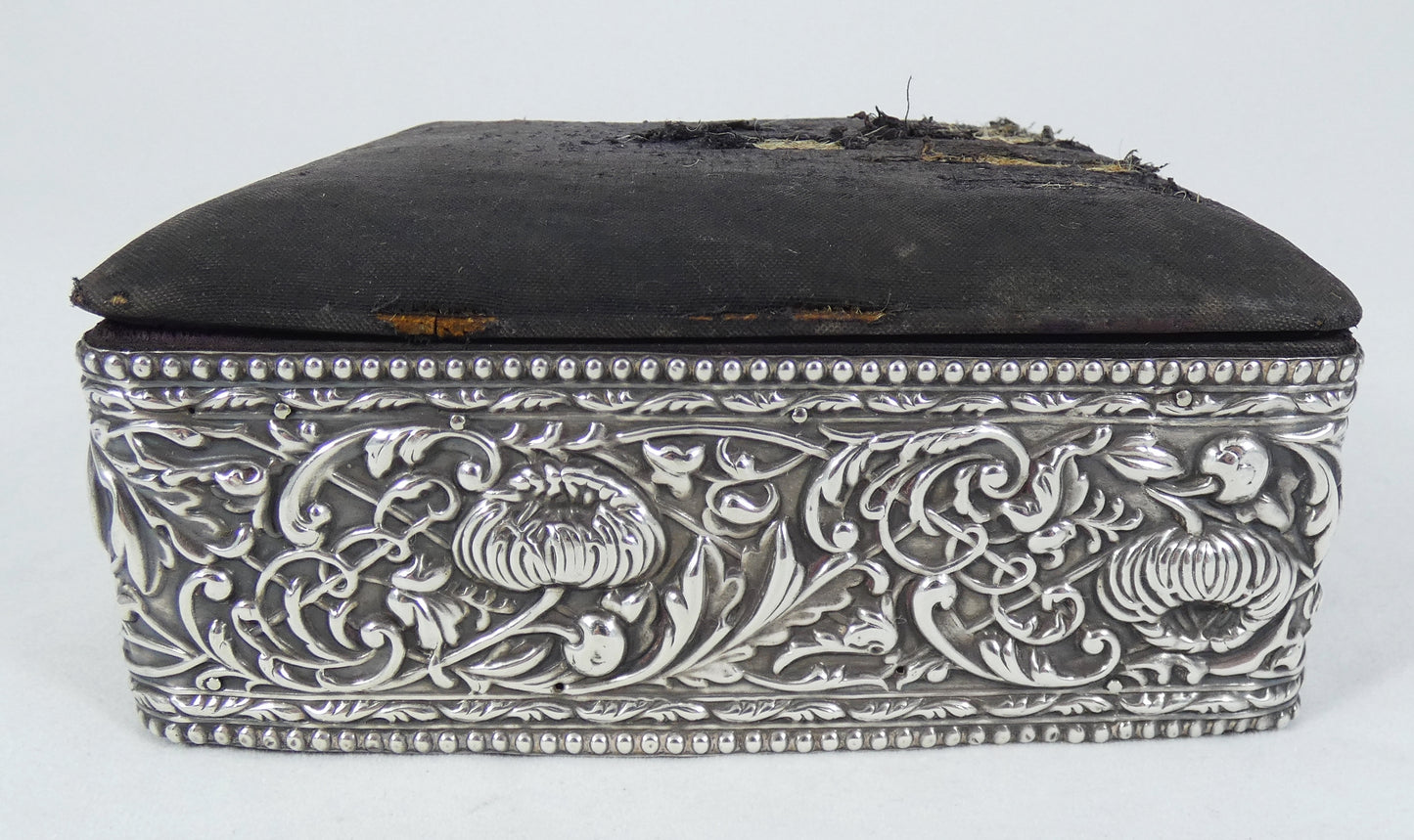 Antique Edwardian Art Nouveau 1903 Sterling Silver Jewellery Casket Sewing Box