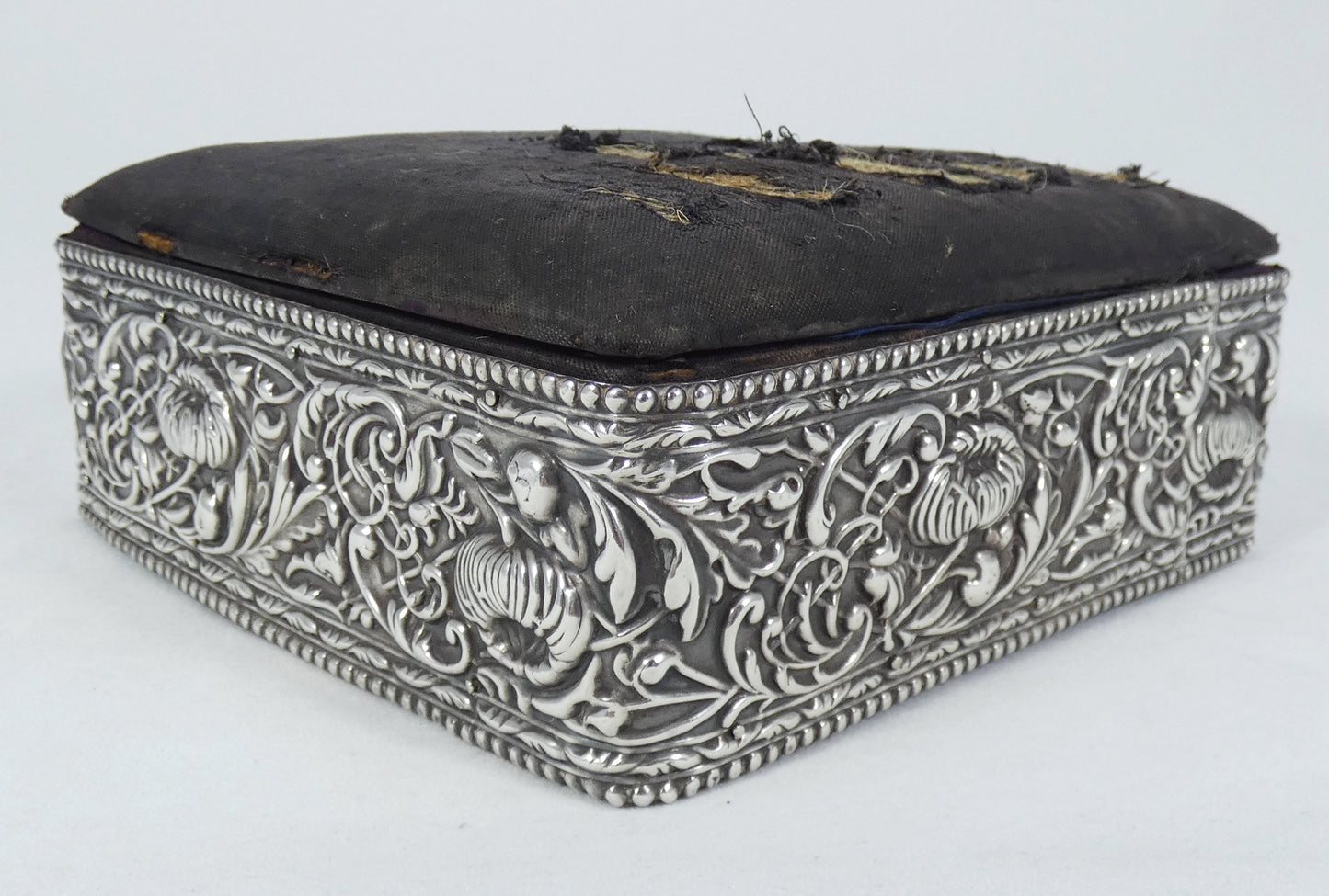 Antique Edwardian Art Nouveau 1903 Sterling Silver Jewellery Casket Sewing Box