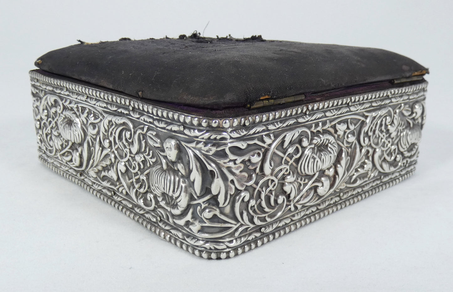Antique Edwardian Art Nouveau 1903 Sterling Silver Jewellery Casket Sewing Box