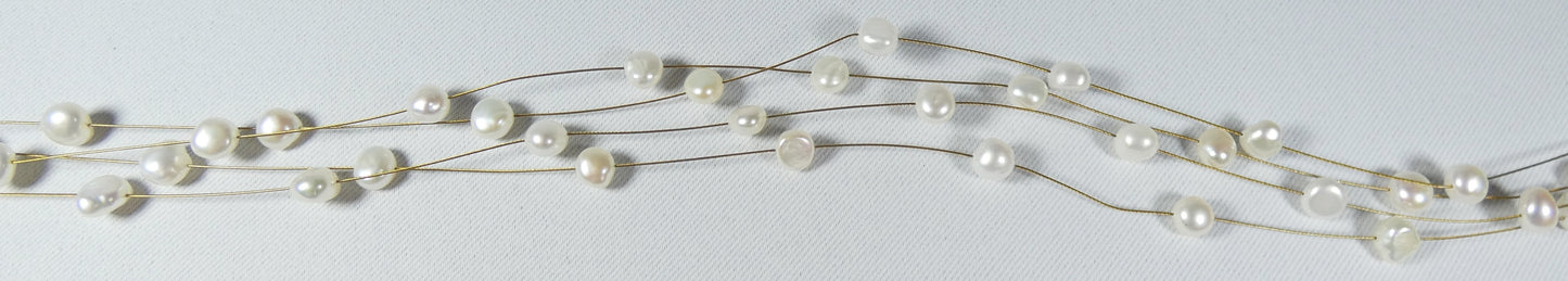 Vintage 14ct Yellow Gold 4 Multi Strand Wire Baroque Pearl 43cm Necklace Chain