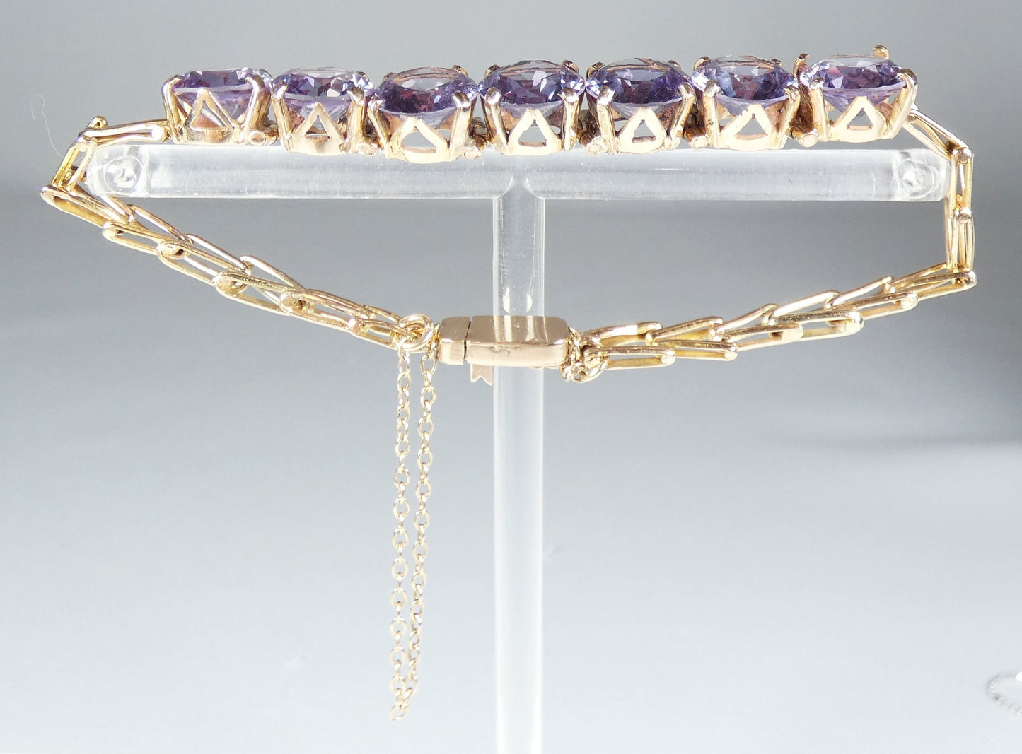 Vintage Egyptian Solid 12ct Yellow Gold 19cm Colour Change Alexandrite Bracelet