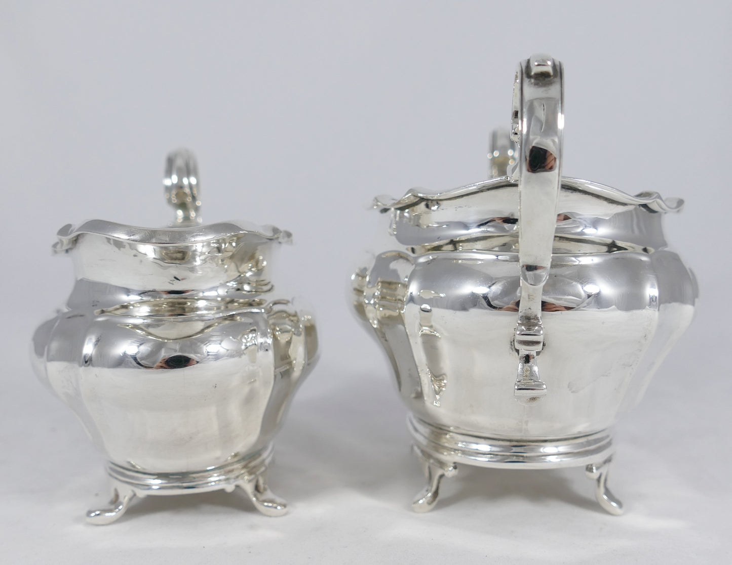 Antique Edwardian 1904 Sterling Silver 2pc Sugar Bowl Milk Jug Creamer Tea Set