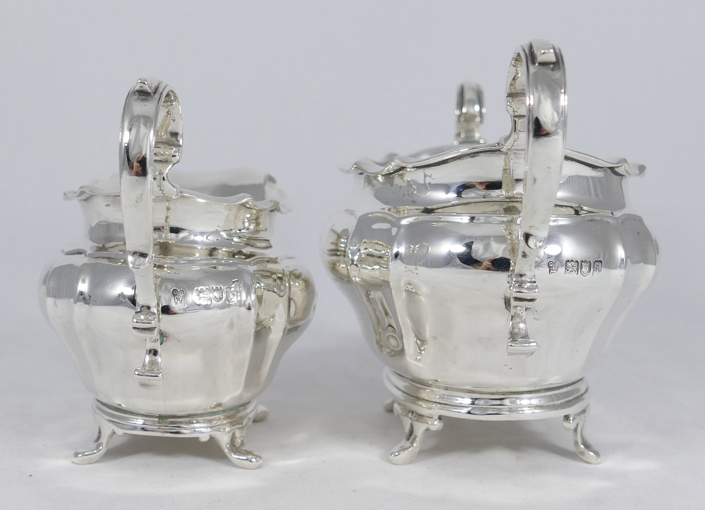 Antique Edwardian 1904 Sterling Silver 2pc Sugar Bowl Milk Jug Creamer Tea Set