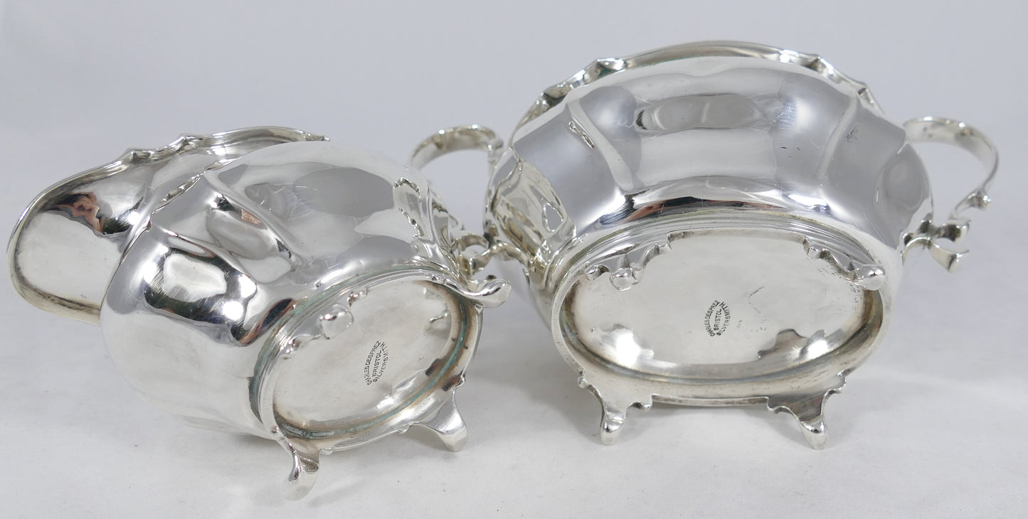 Antique Edwardian 1904 Sterling Silver 2pc Sugar Bowl Milk Jug Creamer Tea Set