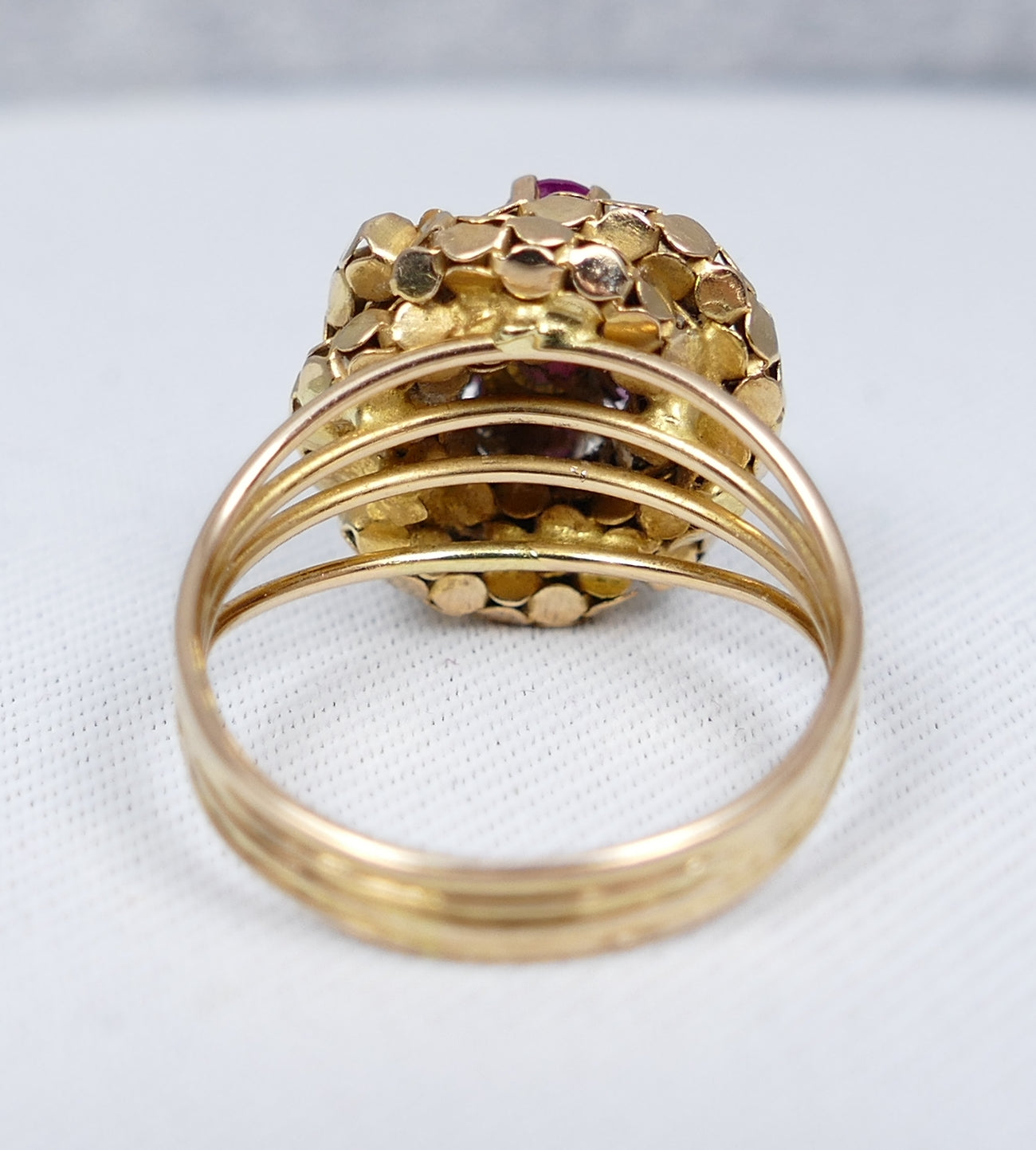 Vintage Polish Solid 18ct Yellow Gold Ruby Cluster Dress Ring Size 6 L 51 Retro