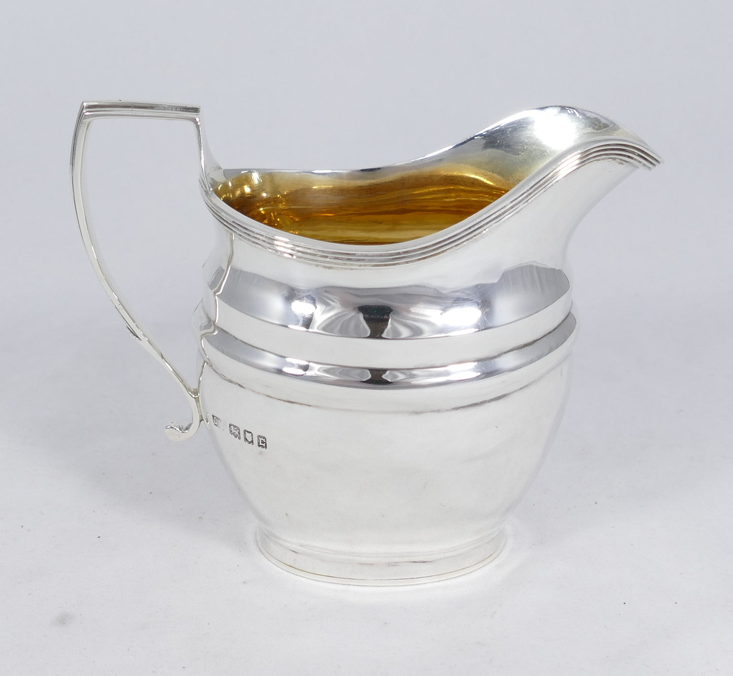 Antique Edwardian 1918 Heavy Sterling Silver Milk Cream Jug Creamer Georgian Set