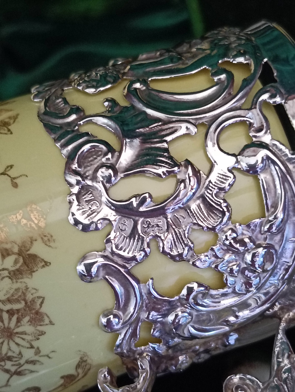 Antique Edwardian 1901 Set of 6 Sterling Silver China Demitasse Duos Coffee Cup
